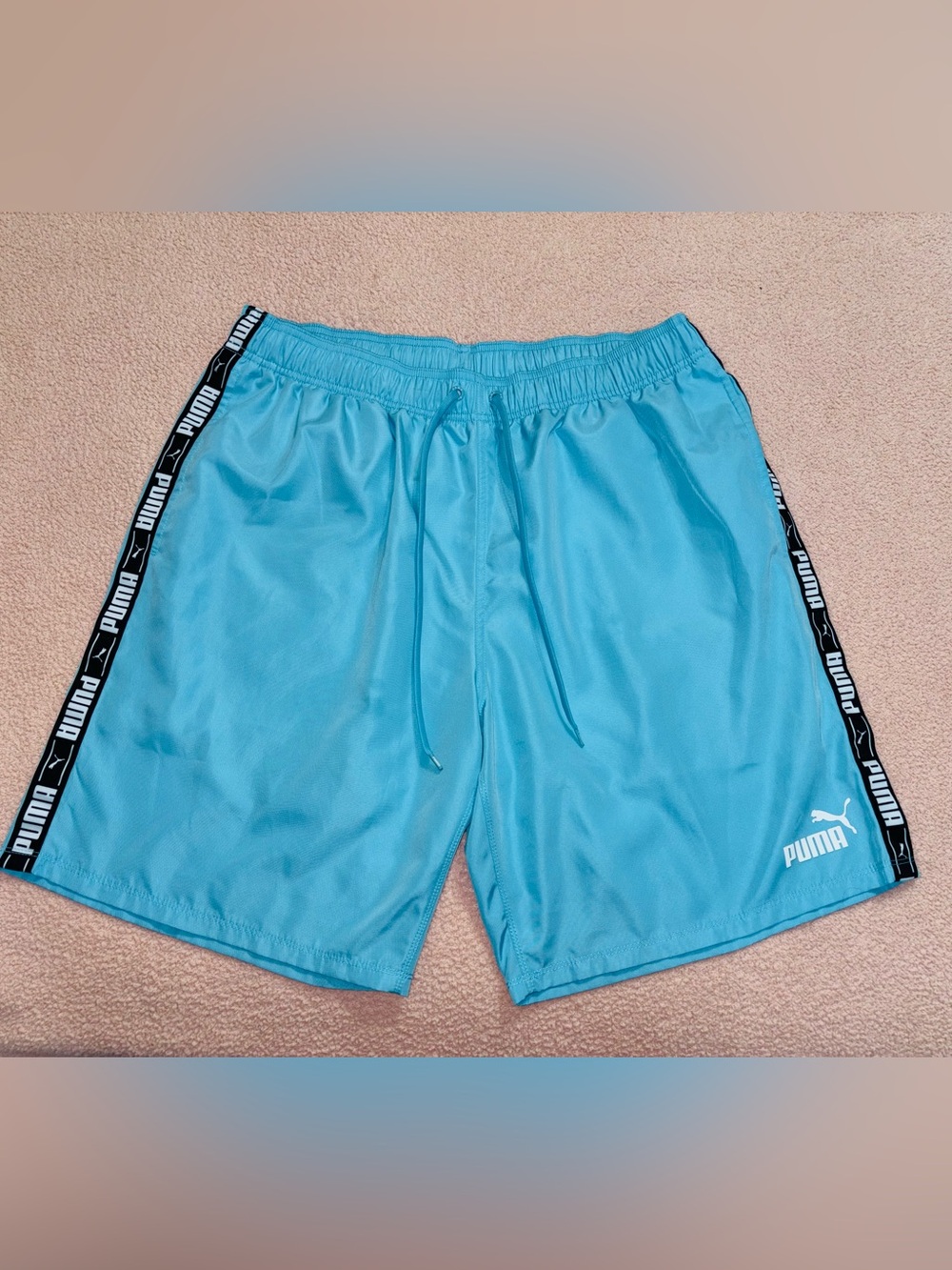 Puma Aqua Blue Athletic Shorts with Branded Side Tape
